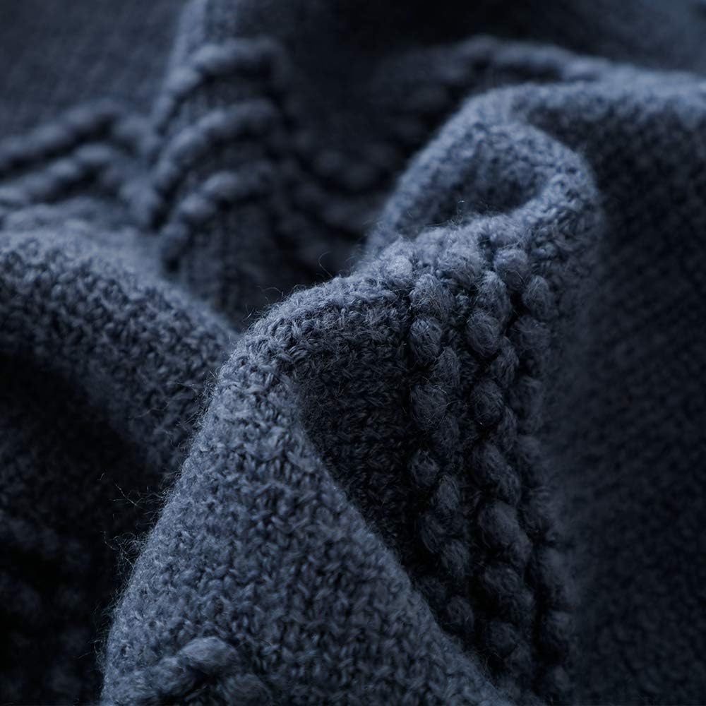 Bourina Textured Solid Soft Sofa Throw Couch Cover Knitted Decorative Blanket, Navy, 60" x 80": Home & Kitchen