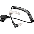 KOCACKOO D-Tap(P-Tap) to DC 5.5 * 2.5mm Locking Right Angle Male Coiled Power Cable for Double-Sided NP-F Dummy Battery and Video Devices PIX-E7 PIX-E5 7 Atomos/Ikan/Sony/DJI Monitor.