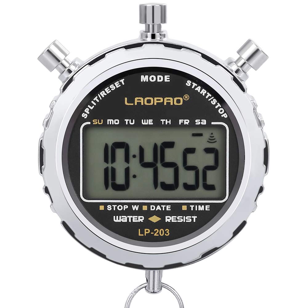 Stopwatch,1/100 Seconds Timing 2 Pcs Memories Daily Waterproof Electronic Chronograph Timer for Soccer Football Baseball Outdoor Sports