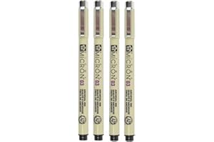 Sakura Pigma Micron 03 Black Pen 0.35mm Line Width Pack of 4 (03)
