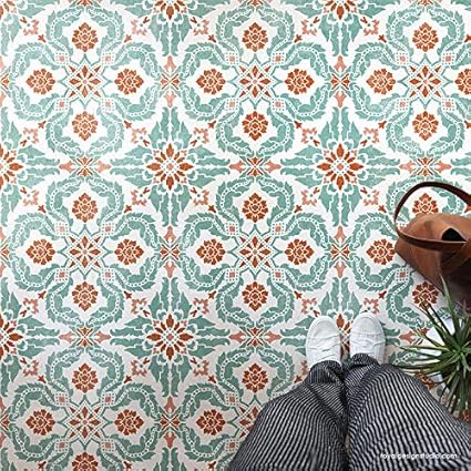 Amazon Com Santiago Tile Stencil For Painting Floor