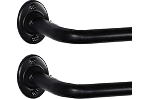 Turquoize 2 Pack Wrap Around Curtain Rods Black Curtain Rods For Windows 28 to 48 inch Room Darkening Wrap Curtain Rods Blackout Adjustable Curtain Rod, 5/8 Inch Diameter, 28-48 Inch, Black, 2 Pack