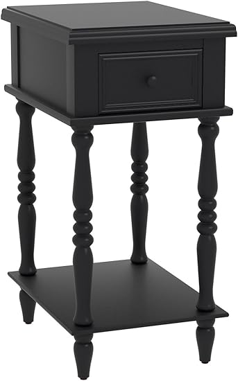 Amazon Com Urbanest Adams Accent End Table With Drawer 27 Inch Tall Black Furniture Decor