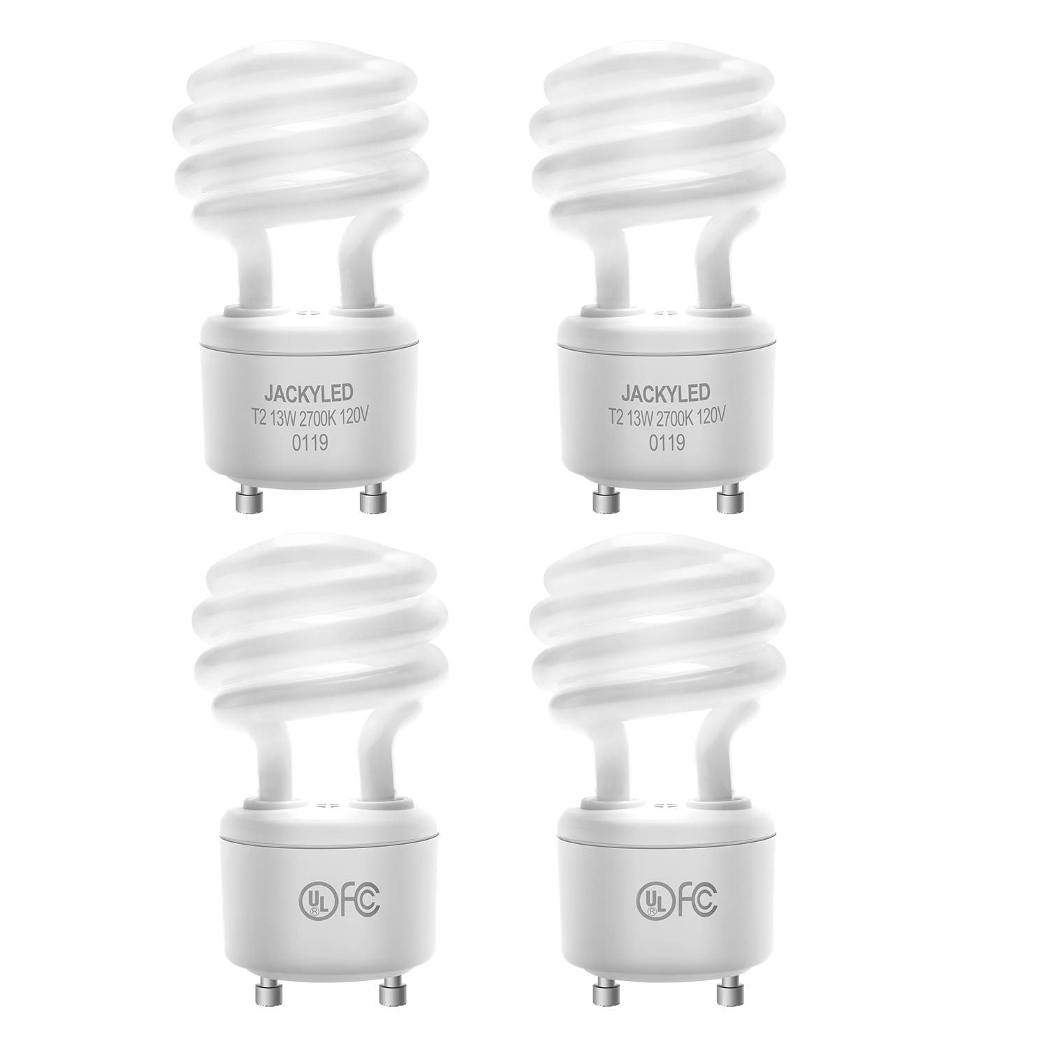 Light Bulbs Gu24 CFL Light Bulbs JACKYLED 6Pack UL T3 Spiral 13w Gu24