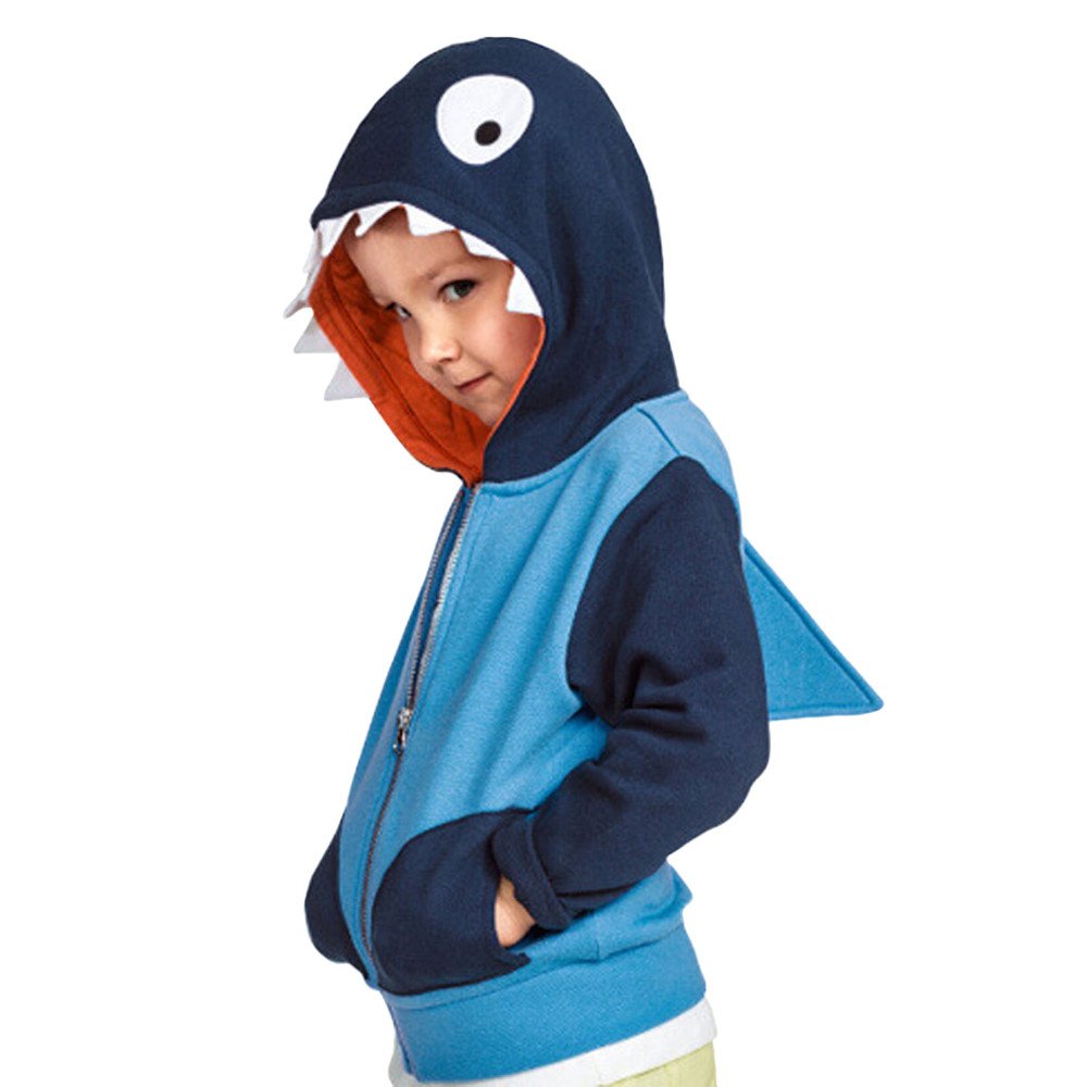 Unisex Baby Autumn Winter Shark Hooded Sweatshirt Infant Hoodies with Shark Fin