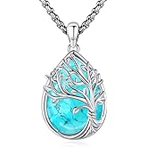 LOOVE Tree of Life Necklace Sterling Silver Crystal Abalone Shell Tree Pendant with Heart Family Tree Jewelry for Women Mother's Day Gifts