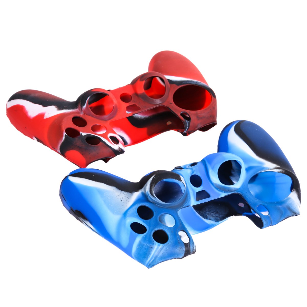 2 Flexible Silicone Protective Case Skin Cover for Sony PlayStation 4 PS4 Controllers with 4 Joystick Thumb stick Caps