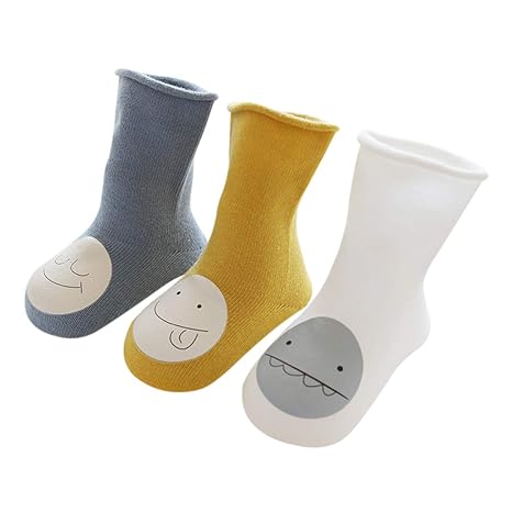 DEBAIJIA 3 Paar Baby Kinder Socken Karikatur Emoticon Dicke Kuschelsocken Strumpfhosen Flauschige Weich Süß Bequem Autum Wint