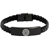 DOMYUHAO Religious Bible The Seals of Seven Archangels Amulet Leather Bracelet, Protection 7 Angels Prayer Talisman Bangle Cool Christian Jewelry for Men Women