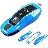 Aojezoor Shark Blue Key Fob Cover Compatible with Porsche Key Shell Key Fob Shell Replacement Compatible with Porsche Cayenne Panamera 911 718 Macan Boxster Cayman Old Style