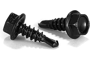 #8 x 3/4" Sheet Metal Screws 100PCS 410 Stainless Steel Hex Washer Head Tek Screws Fast Self Tapping Screws Black Oxide by SG TZH