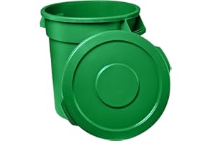 Zedfire Feed and Seed Storage Container, 10 Gallon Green Round Commercial Trash Can and Lid, Food Storage Plastic Bin, Use in Agricultural, Gardening, or Household
