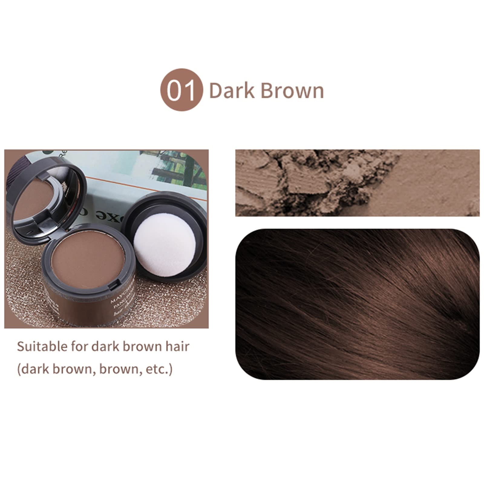 ANMANSY Hairline Powder Magical Instantly Hair Line Shadow Quick Cover Hair Root Concealer with Puff Touch, Root Cover Up for Thinning Hair, Waterproof, Non-sticky (Dark Brown)