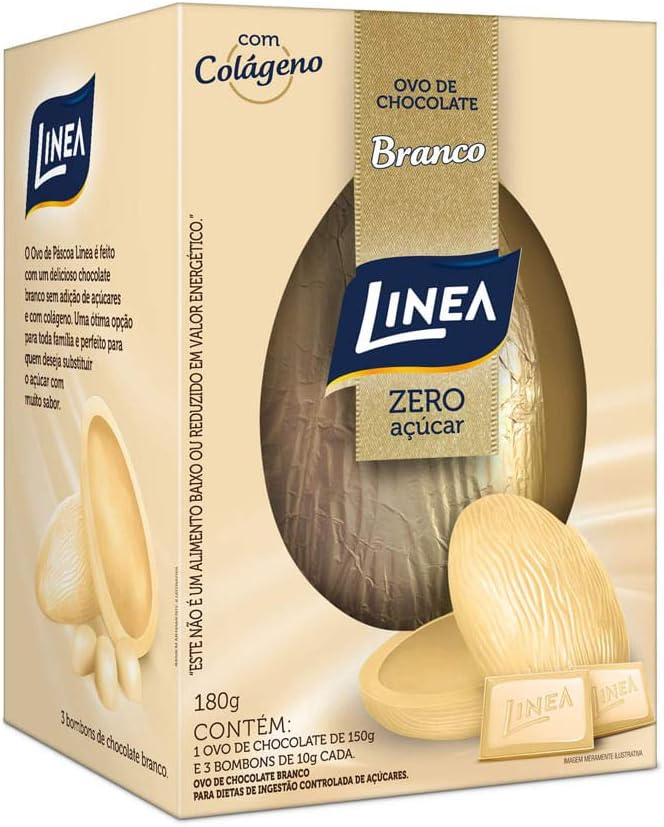 Ovo de Páscoa Linea de Chocolate Branco Zero Açúcar 180g Marca: Linea