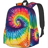 KiuLoam 17 Inch Backpack Colorful Rainbow Tie Dye Laptop Backpack Shoulder Bag School Bookbag Casual Daypack
