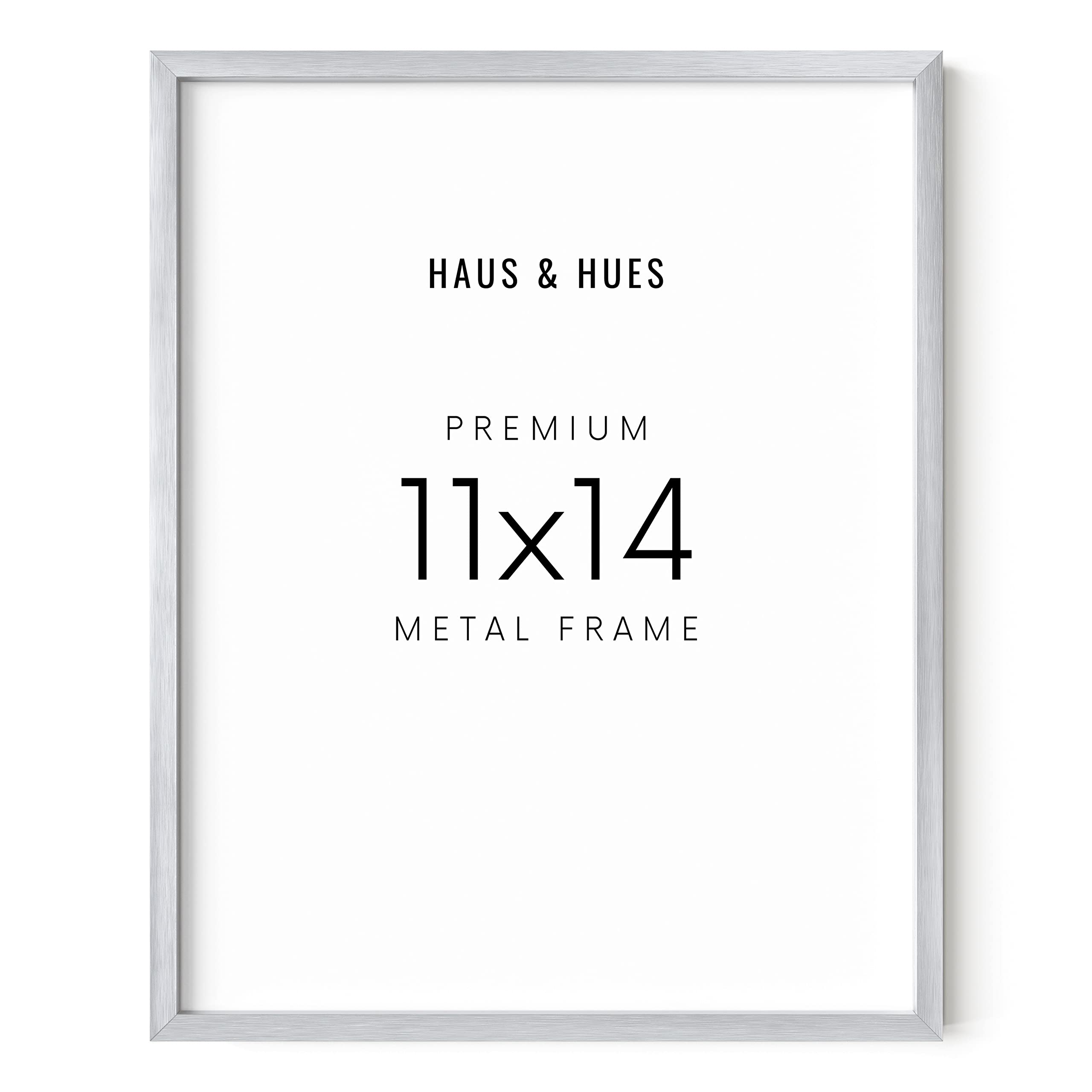 HAUS AND HUES 11 x 14 Silver Picture Frame - Metal Poster Frame for Diplomas and Documents (Silver Aluminum)