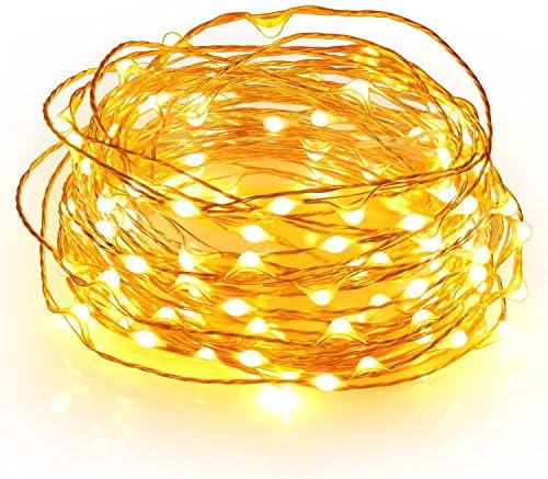Copper Wire String Lights, Plug In Decorative LED Fairy String Starry Lights for Indoor Outdoor Bedroom Christmas Tree DIY Decorations (33ft, 100 LEDs, Warm White)