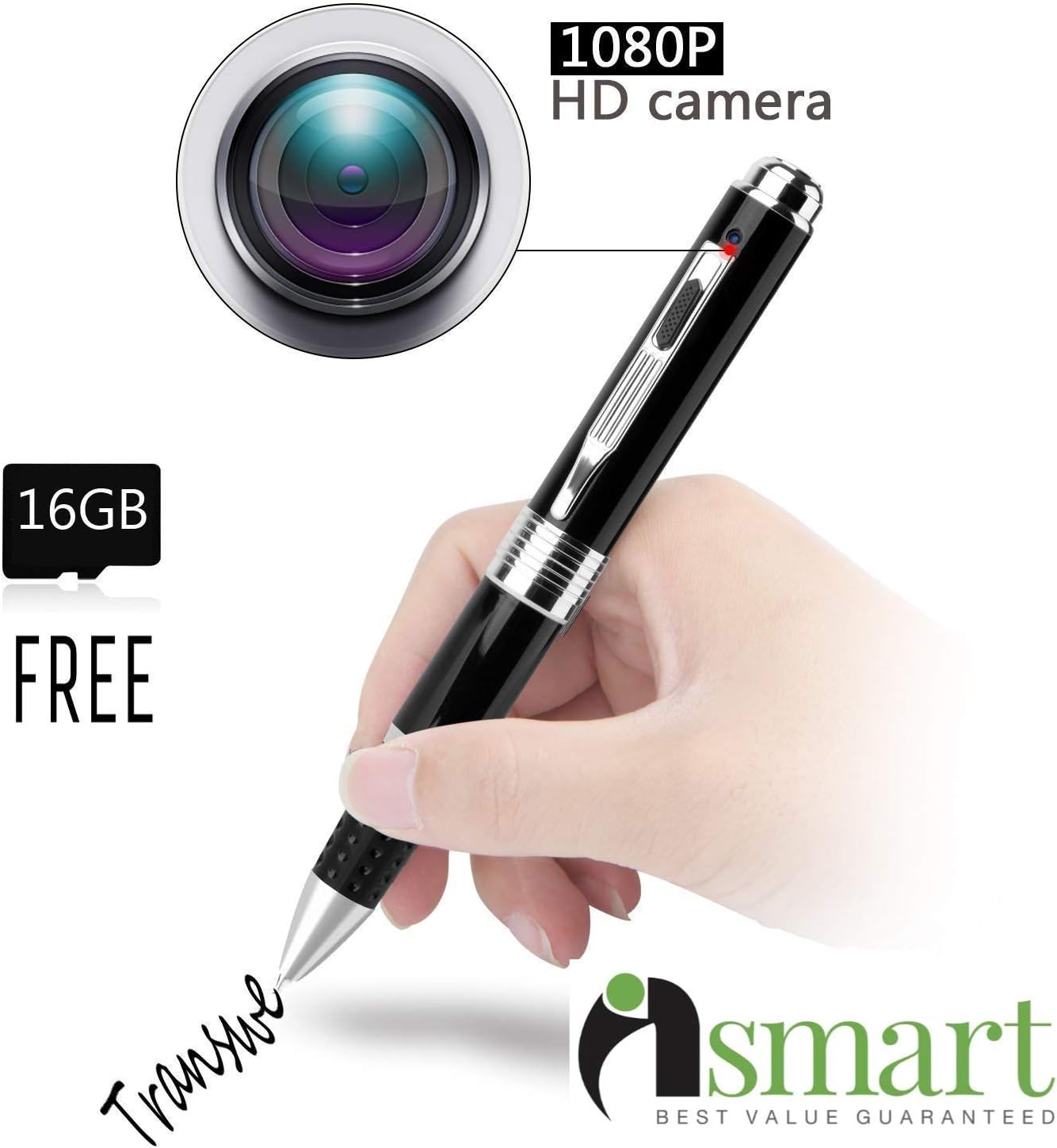 Universal Prime Pro Mini HD 1920x1080P Spy Hidden Ballpoint Pen Camera with Non Slip Anti Skid Mat (Black and Silver)