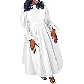 Symina Women's Plus Size Maxi Dress Ruffle Pleated Praise Dance Dress African Long Dresses Cocktail Party