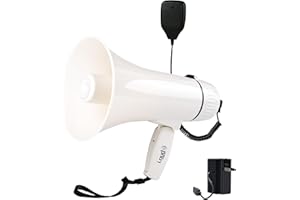 Loudmore Portable Megaphone Bullhorn 35 Watt Power Megaphone Speaker with Siren/Alarm Modes, 240S Recording, USB Flash Drive, Detachable Handheld Microphone, Volume Control and Strap