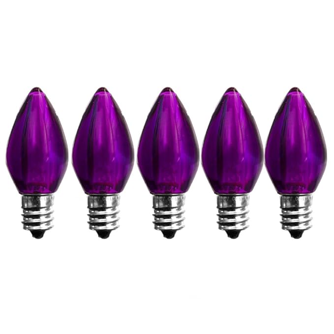 EZLS C7 Purple LED Bulbs 5 Pack Smooth Lens Purple