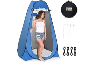 Brekmis Camping Toilet Pop Up Privacy Tent Changing Room Tent Portable Toilet for Camping Portable Shower Silver Coated Dress