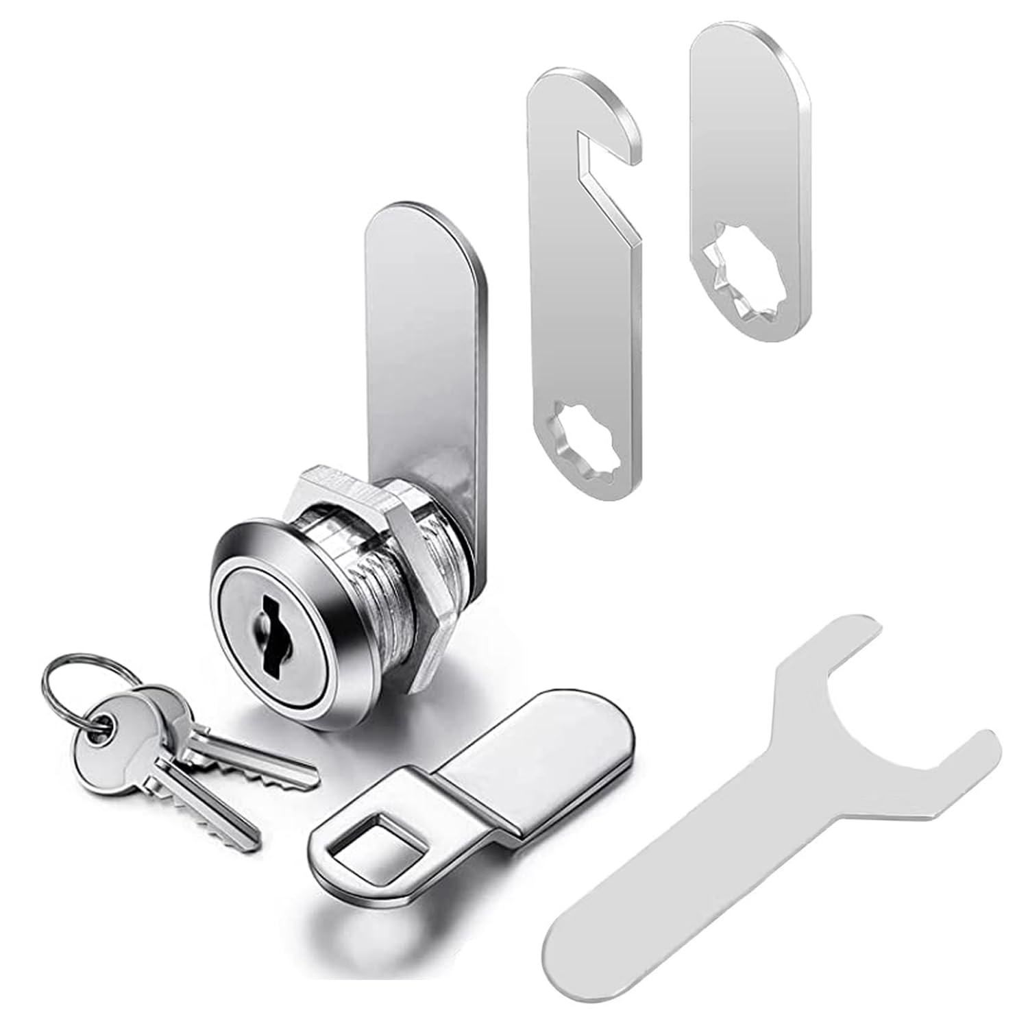 Letterbox Lock, Cam Lock, Cabinet Lock, Furniture Lock, Locker Lock, Lever Lock, Made Of Die-Cast Stainless Steel, Comes With 4 Different Lock Plates (1 piece-20 mm)
