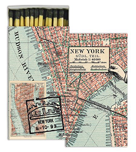 HomArt New York Map Large Decorative Matches Set of 3 matchboxes