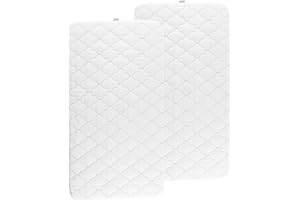 Bamuho Bassinet Mattress Protector Compatible with Foalom, Newton, Skylar Baby Bassinet, 2 Pack, Waterproof Quilted 3 in 1 Rectangle Bassinet Mattress Pad Cover, White, 35" x 20"