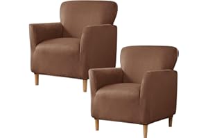 HAOYONG Banquet Armchair Slipcover Stretch Velvet Chair Covers 1-Piece Armchair Sofa Covers Soft Arm Chair Cover Removable Washable Single Couch Covers Furniture Protector for Living Room - Set of 2