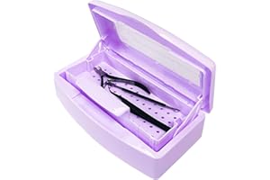 LXIANGN Nail Art Tool Sterilizer Tray,Plastic Clean Sterilizing Box Storage Organizer for Nail,Tweezers,Hair Salon,Spa & Cutter Manicure Equipment (Purple)