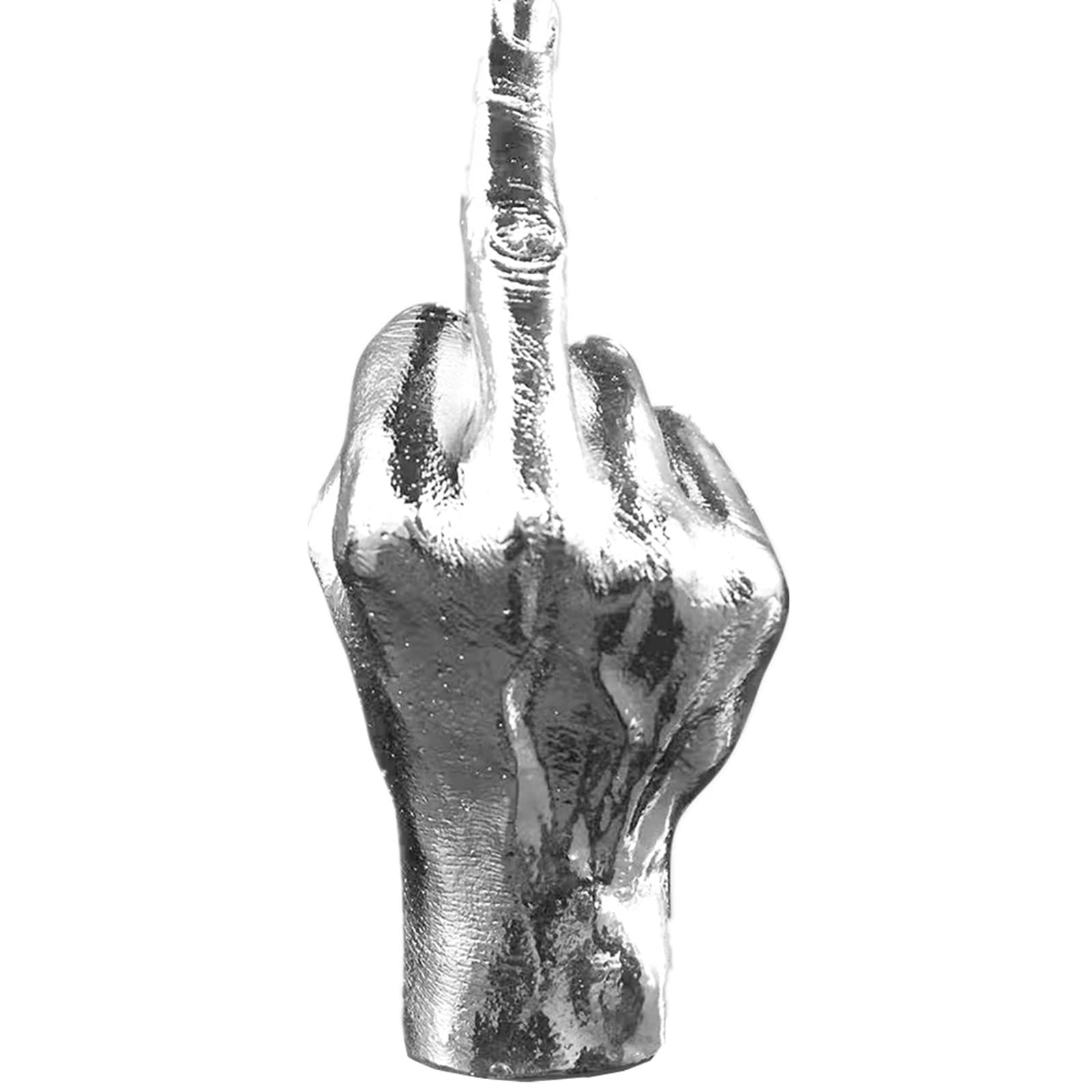 LECMACY Vertical Middle Finger Hand Gesture Desk Creative Statues, Personality Finger Gifts for Friends Family, Shop, Home Office Playroo Decoration (Silver-B)