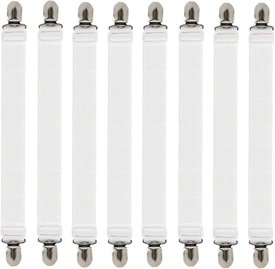 Weysoo Bed Sheet Fasteners 8Pcs Adjustable Elastic Sheet Clips White