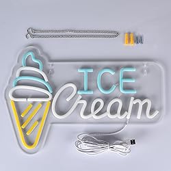 JOMOBUTY Ice Cream Neon Sign LED Light up Sign with
