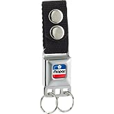 Buckle-Down Keychain - Mopar | Officially Licensed, Detachable Press Button Release, Stainless Steel Snaps &amp; Nylon Belt Loop Key Ring, Seatbelt Key Chain