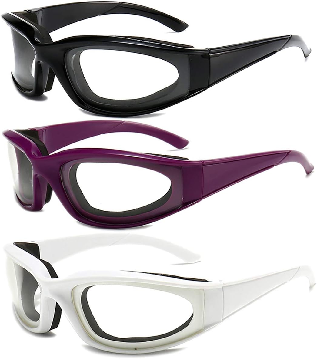 3 Pieces Onion Goggles Glasses, Anti-Fog No-Tears Kitchen Onion Glasses with Inside Sponge, Kitchen Gadget for Chopping Onion Cooking Grilling Dust-proof, Eye Protector for Women Men Cleaning Kitchen: Kitchen & Dining