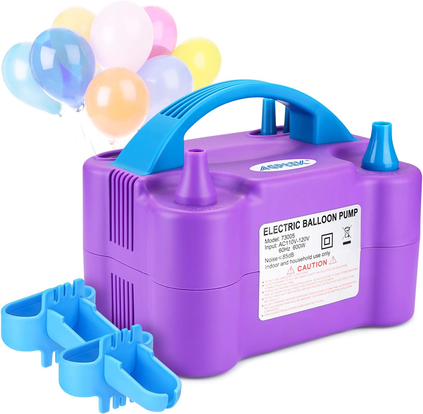 AGPTEK Electric Air Balloon Pump, 110V 600W Portable Dual Nozzle Inflator/Blower for Party Decoration