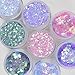 COKOHAPPY 2 Sheets Face & Breast Mermaid Rhinestones Sticker Gem with 8 Boxes 10ml Holographic Chunky Glitter Ultra-thin Colorful Mixed Paillette - Festival Rave Party Jewel Tattoo Set 1