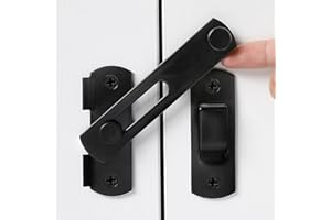Wocoe 5 Packs Matte Black Stainless Steel Barn Door Latches, 3.93"x2.75",Applicable to Barn Gate,Flip Door,Bi-Fold Door Lock, Sliding Door, Antique Lock,Ideal for Wine Cabinet and Closet Door Latches