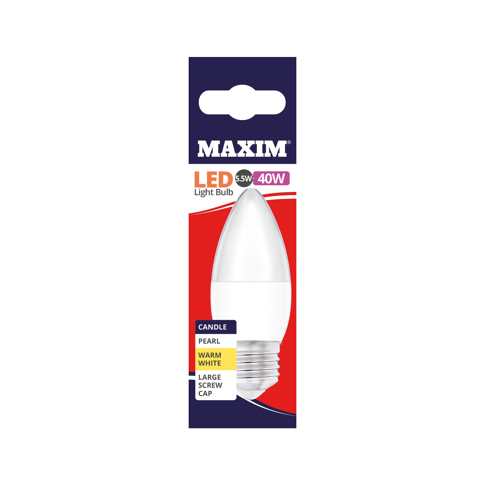 Maxim LED Bulbs [Pack of 10] Type: Candle E27 (Warm White) 6Watts (40Watts) / Pearl Finish/Energy Saving Multipack 40MLCE27W5X10