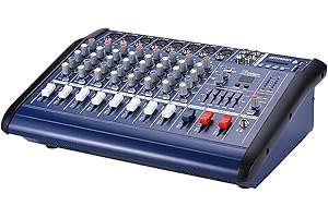 8 Channels Powered Mixer Amplifier Digital Audio Mixing Console Amp with 48V Phan Power USB/SD Slot for Recording DJ Stage Ka