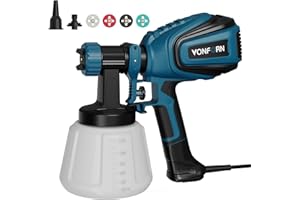 VONFORN Paint Sprayer, 700W HVLP Spray Gun with Cleaning & Blowing Joints, 4 Nozzles and 3 Patterns, Easy to Clean, for Furniture, Cabinets, Fence, Walls, Door, Garden Chairs etc. VF803 Blue