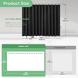 Dynamene Extra Wide Shower Curtain - 180 Inch Wide