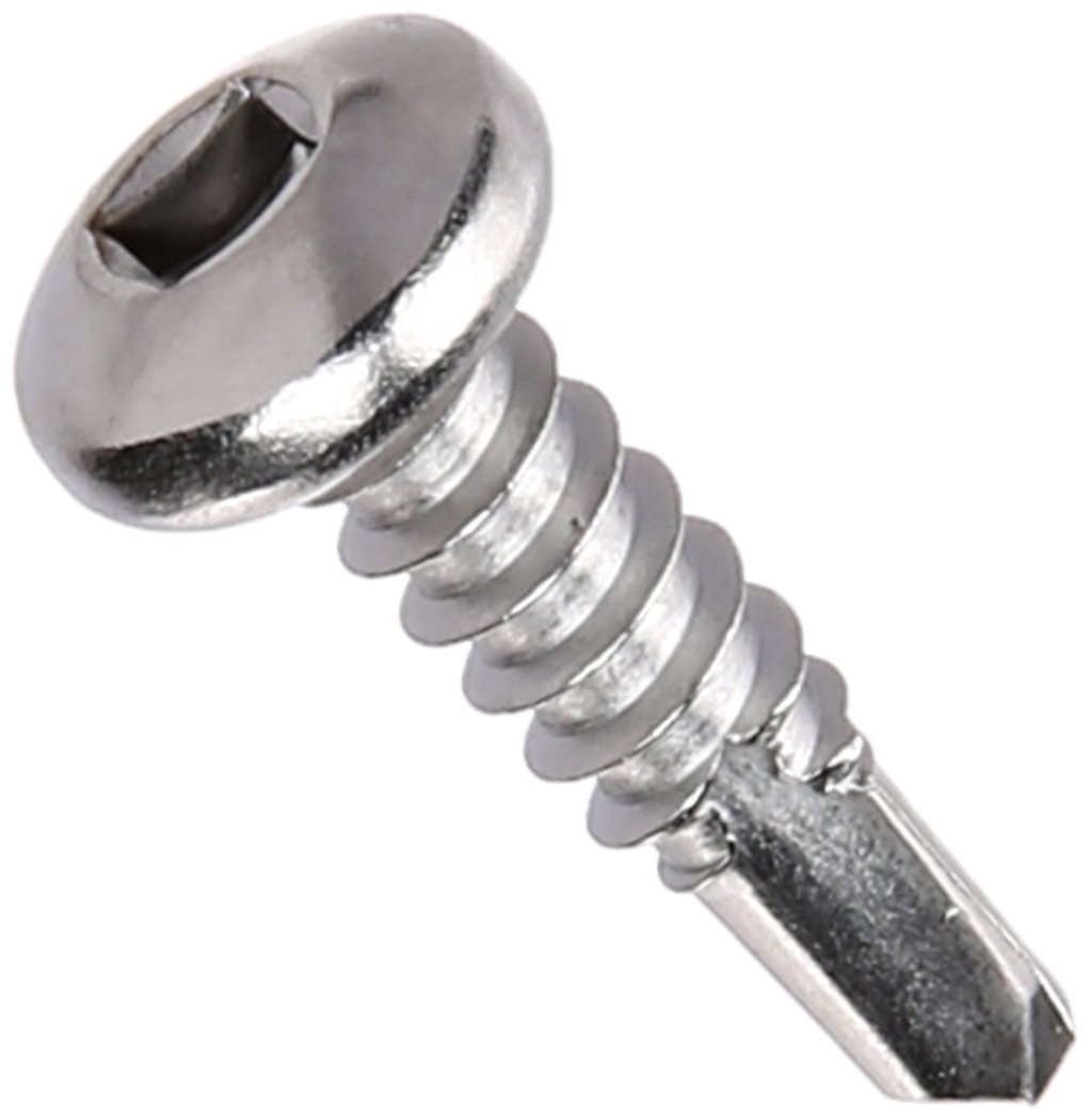 410 Stainless Steel SelfDrilling Screw, Plain Finish, Pan Head, Square
