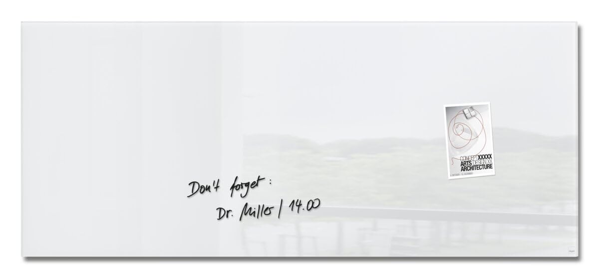 SIGEL GL241 Premium Glass magnetic Board / White Board, glossy surface, 130 x 55 cm, easy mounting, super White - Artverum
