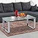 Yaheetech Living Room Modern Glass Top Cocktail Coffee Tables Metal Base Glass Side End Table with Stainless Steels Legs