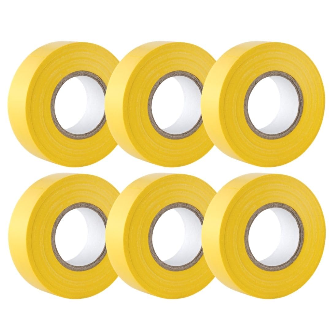 GTSE Yellow Electrical Tape, 19mm x 20m, Strong Self-Adhesive PVC Insulation Tape for Insulating, Repairing and Protecting Electrical Wires, 6 Rolls