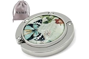 KSMD Compact Round Purse Hooks for Table and Bars,Portable Purse Hanger Organizers Hooks Handbag Holder Pocketbook Holder Bag Storage for Desk Bag (Butterfly 02)