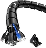 shinfly Cable Tidy Sleeve 10m 22/28mm Wire Organizer with Clip Black