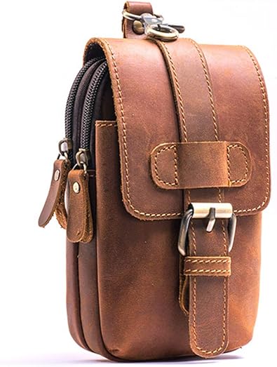 Amazon Camoar ベルトポーチ メンズ ヒップバッグ 携帯 バッグ 男 牛革 財布 彼氏 ブラウン ポーチ